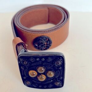 Ibel For ALBATROS Caramel Belt Leather ornate, Jasper buckle Dragon  medallions
